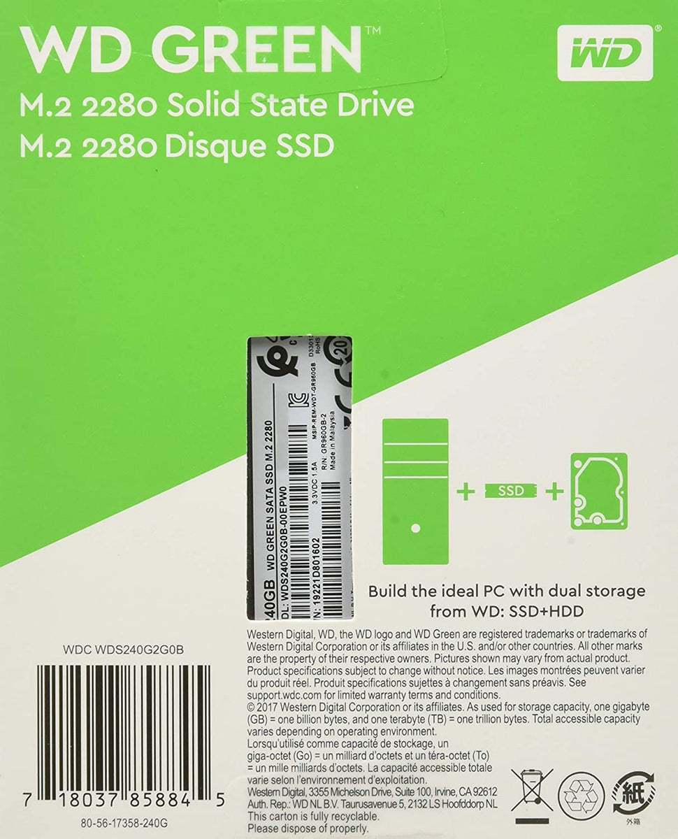 240 Gb Wd Ssd Hdd Western Digital WD Green SSD, 550MB/s R, 240GB