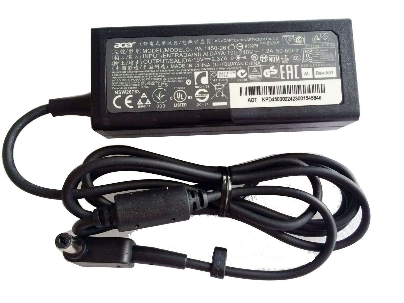Original 19V 2.37A 45W Laptop Adapter compatible with Acer Aspire ES1-512 711 PA-1450-26 ES1-512 E5-721-66XJ ES1-711-P3YR