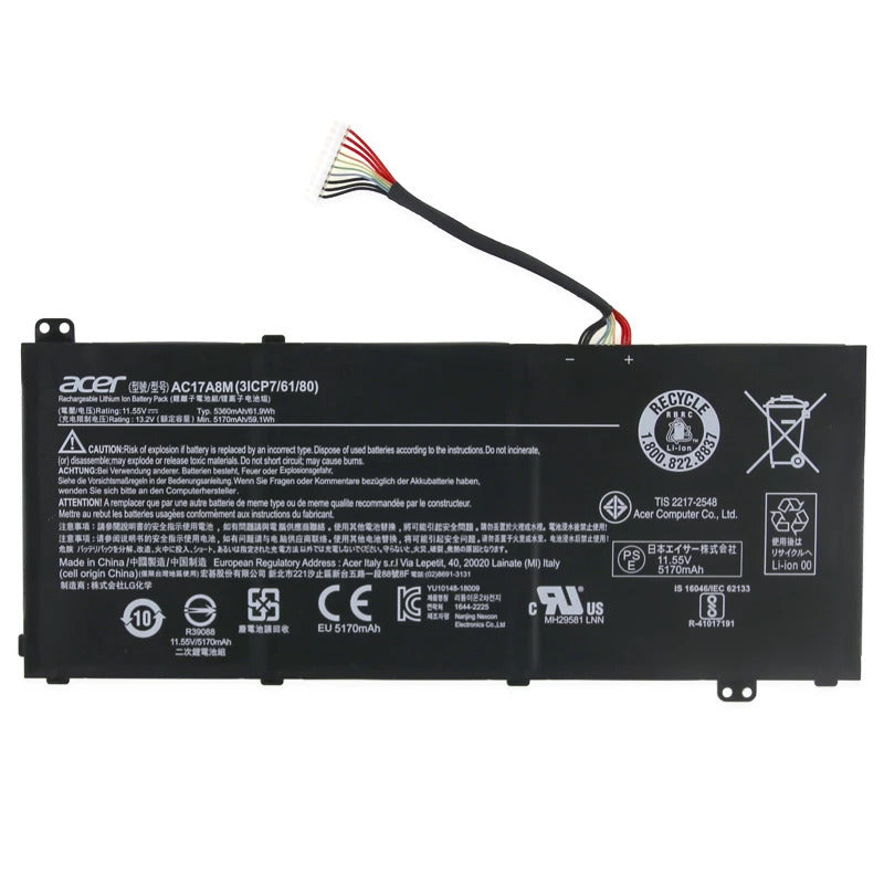 クレア 5360mAh (61.9Wh) AC17A8M original laptop battery for Acer X3410-M