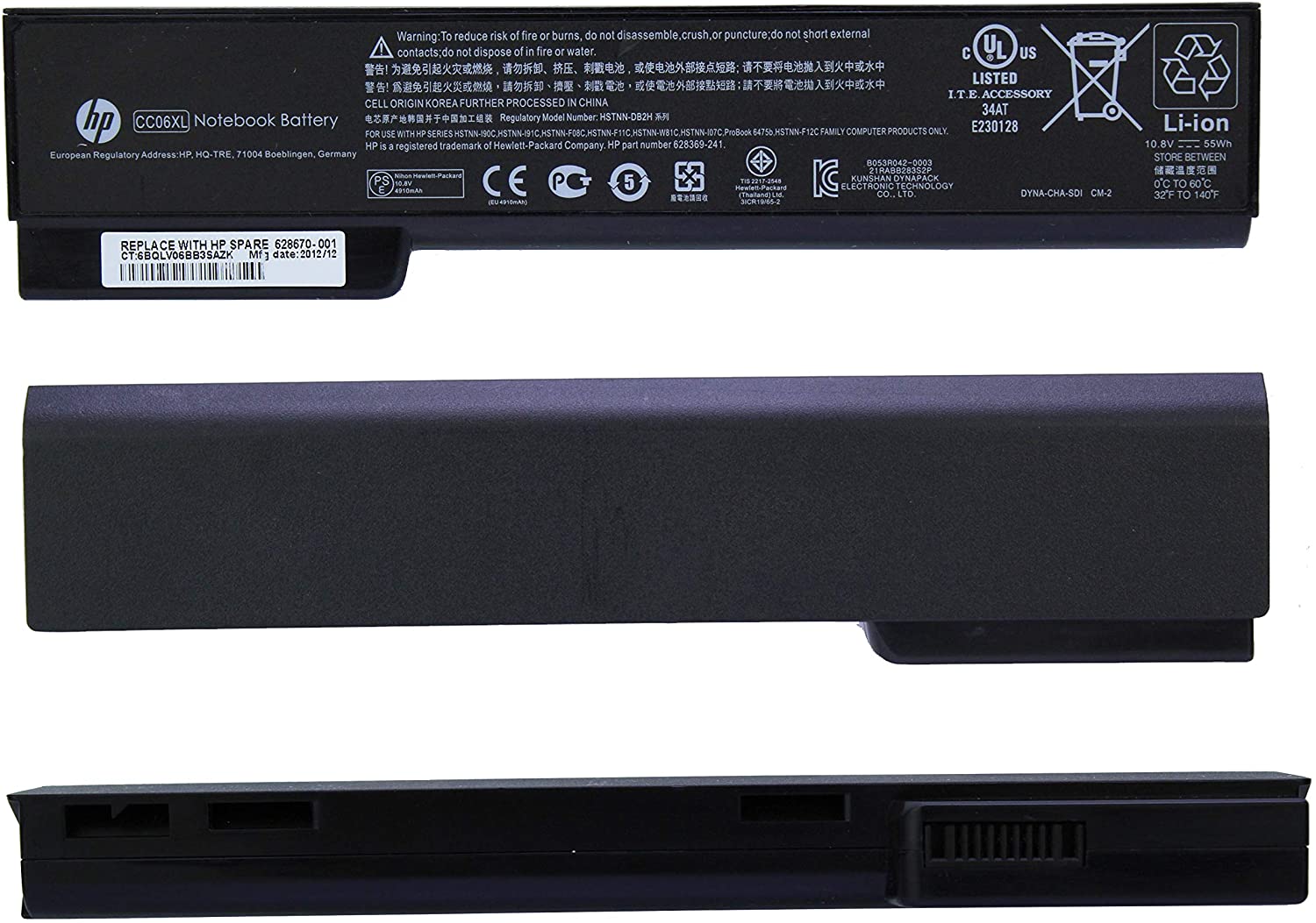 Original Laptop Battery For HP EliteBook 8460P 8470P 8560P, 628666-001 628668-001 628670-001 CC06 CC06XL