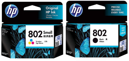 HP 802 2-Pack Small (1 Black+Tri-Color Ink Cartridge)