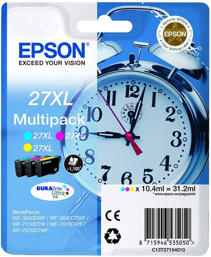 Epson 27XL Multipack with High Capacity Yellow, Cyan & Magenta Ink Cartridges