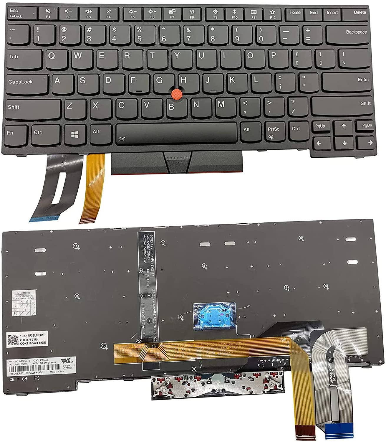 Tastiera USA Retroilluminata Per Lenovo ThinkPad T490 E490 T480S E480 L380 L390 | Nuova