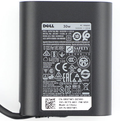 Dell 30W USB-C(Type C) AC Adapter Charger for Dell XPS12(9250),Dell Latitude 7275 5175 Venue 8 (5855)