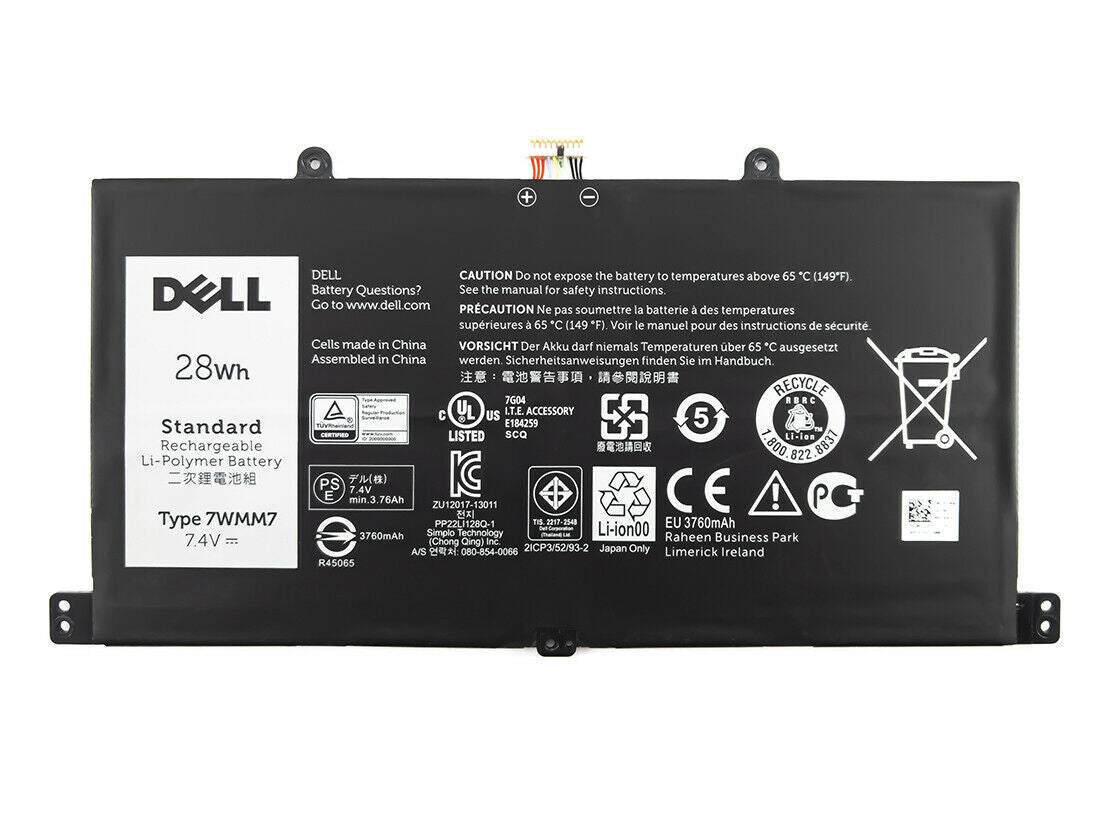 Original 7WMM7 Laptop Battery For Dell l Venue 11 Pro Tablet DL011301-PLP22G01 CFC6C CP305193L1 D1R74