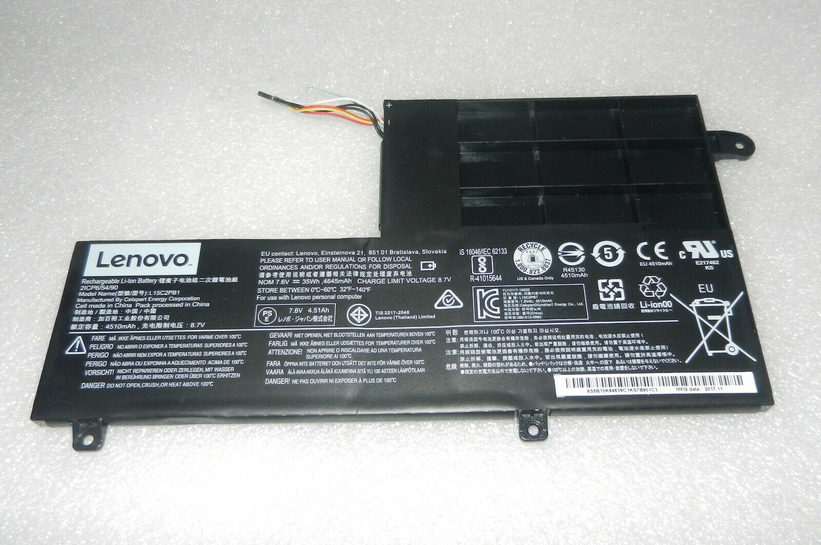 Lenovo L15C2PB1 5B10K84491 Laptop Battery compatible with Lenovo Yoga 510 510-14IKB 510-15IKB 510-15ISK 510-14ISK