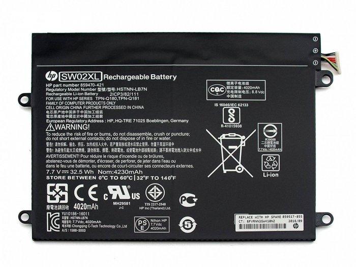 7.7V 32.5Wh Original SW02XL HP NoteBook X2 10-P000NA, HSTNN-IB7N TPN-Q180 859470-1B1 859470-121 Fit X2 210 G2 Laptop Battery