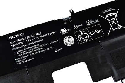 Sony 7.5V 4740mah/36wh VGP-BPS38 Battery Compatible with Sony SVP13 Pro13 Pro11 Series Laptop