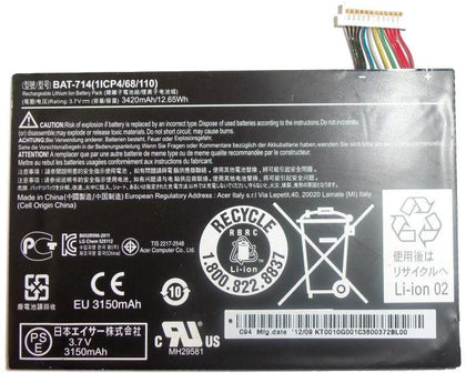 Original BAT-714 Laptop Battery compatible with Acer Iconia Tab A110 Tablet PC KT0010G001 1ICP4/68/110