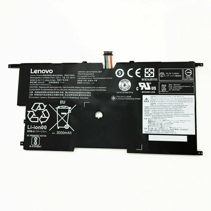 Original 15.2V 3.29Ah 51Wh 00HW002 Original Laptop Battery for Lenovo ASM P/N SB10F46441 FRU P/N OOHW003 4ICP5/58/73-2