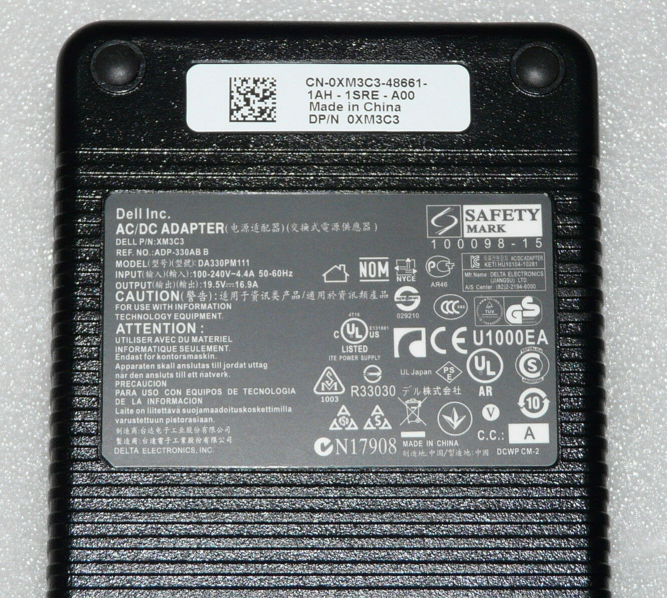 330W 16.92A 19.5V LA330PM190 Chargeur secteur pour Dell G15 G16 5530 330W 16.92A 19.5V LA330PM190 Chargeur secteur pour Dell G15 G16 5530