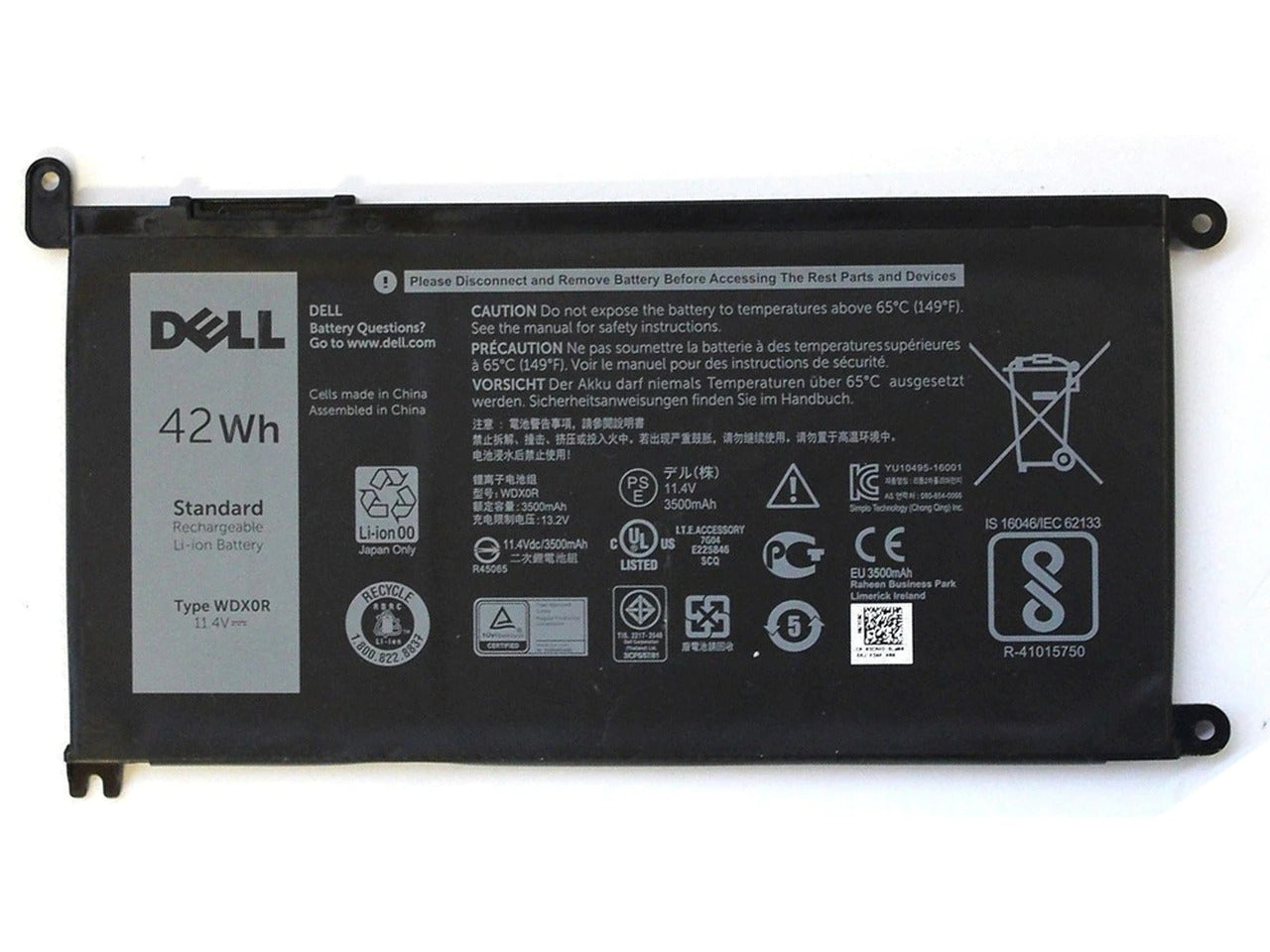 Original WDX0R Laptop Battery For Dell Inspiron 13 7368 14-7460 15 7560 17 5765 5767 5770 3CRH3 T2JX4 P26T