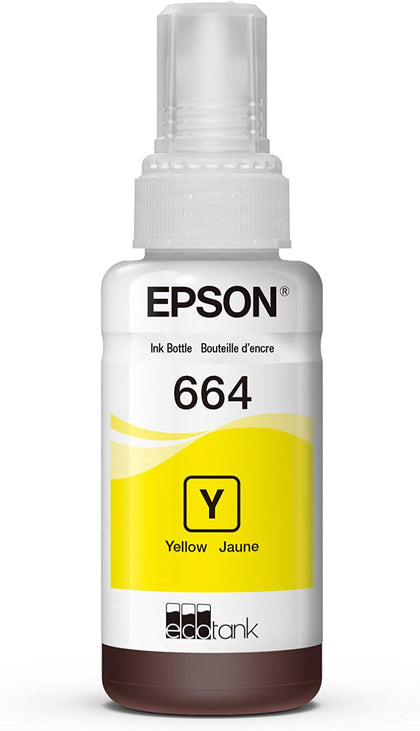 Epson 664 T664420-S ET-2500 ET-2550 ET-3600 ET-4500 ET-4550 ET-16500 EcoTank Replacement Ink Bottle (Yellow) in Retail Packaging